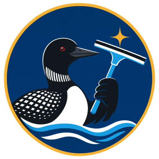 Chris Marti Window Cleaning — loon holding a squeegee logo